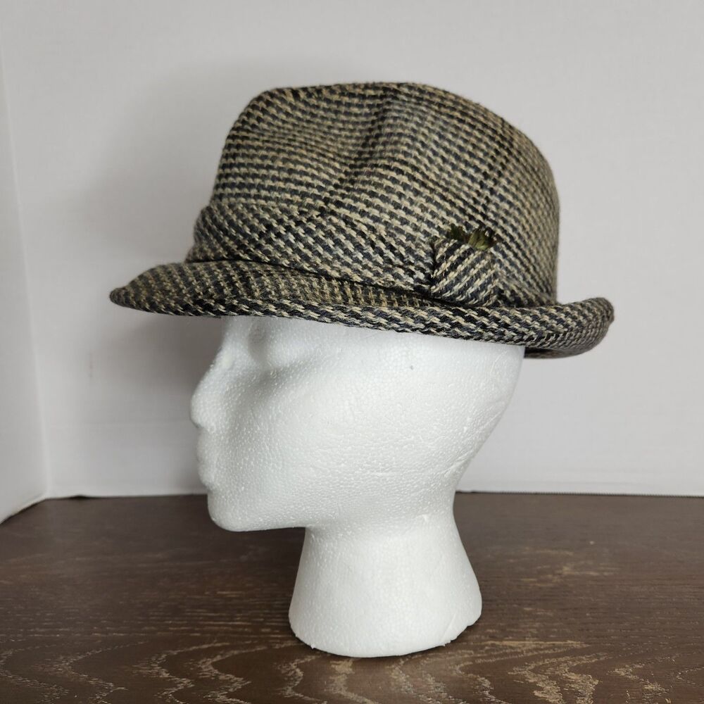 Vtg Bee Hats Mens Custom Made Tweed Fedora United Hatters Millinery Union Sz 7